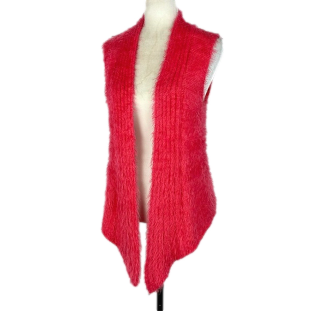 Pink eyelash knit open vest